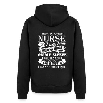 Nurse Nurse Was Born With Heart - Unisex Premium Organic Zip Hoodie - black - Back - Nico (187cm)