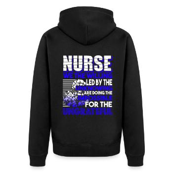 Nurse Nurse Work - Unisex Premium Organic Zip Hoodie - black - Back - Nico (187cm)