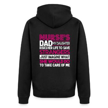 Nurse Nurse's Dad - Unisex Premium Organic Zip Hoodie - black - Back - Nico (187cm)