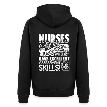 Nurse Nurses Excellent Skills - Unisex Premium Organic Zip Hoodie - black - Back - Nico (187cm)