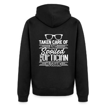 Optician Spoiled By My Optician Husband - Unisex Premium Organic Zip Hoodie - black - Back - Nico (187cm)