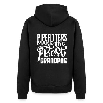 Pipefitter Pipefitters Make The Best Grandpas - Unisex Premium Organic Zip Hoodie - black - Back - Nico (187cm)
