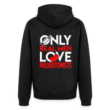 Phlebotomist Real Men Love Phlebotomists - Unisex Premium Organic Zip Hoodie - black - Back - Nico (187cm)