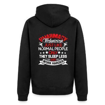 Pharmacy Technician Work Harder - Unisex Premium Organic Zip Hoodie - black - Back - Nico (187cm)