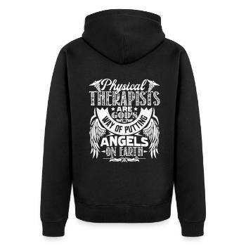 Physical Therapists Angels On Earth - Unisex Premium Organic Zip Hoodie - black - Back - Nico (187cm)