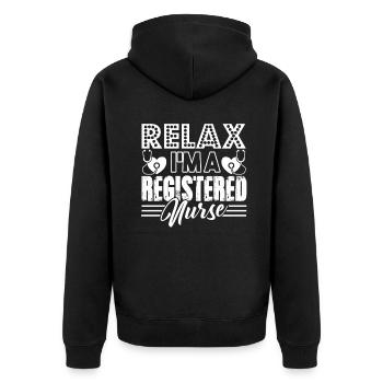 RN Nurse Relax I'm A Registered Nurse - Unisex Premium Organic Zip Hoodie - black - Back - Nico (187cm)