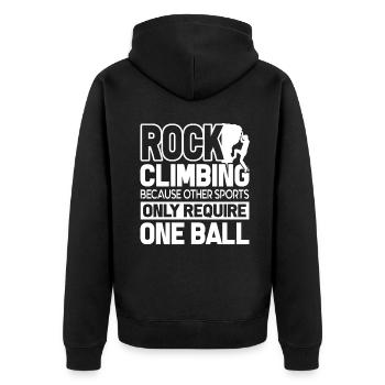 Rock Climbing Love Rock Climbing - Unisex Premium Organic Zip Hoodie - black - Back - Nico (187cm)