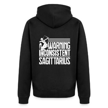 Sagittarius Warning Inconsistent Sagittarius - Unisex Premium Organic Zip Hoodie - black - Back - Nico (187cm)