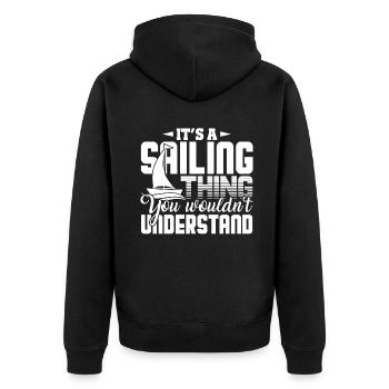 Sailing It's A Sailing Thing - Unisex Premium Organic Zip Hoodie - black - Back - Nico (187cm)