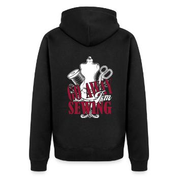 Sewing Go Away I'm Sewing - Unisex Premium Organic Zip Hoodie - black - Back - Nico (187cm)