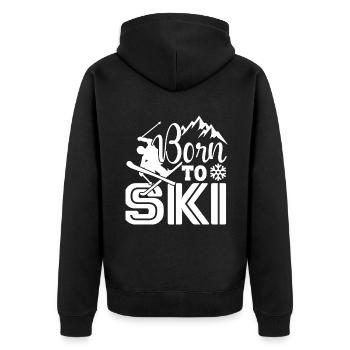 Skiing Born To Ski - Unisex Premium Organic Zip Hoodie - black - Back - Nico (187cm)