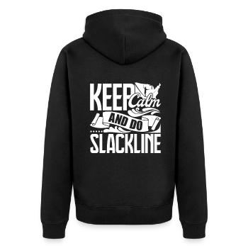 Slacklining Keep Calm And Do Slackline - Unisex Premium Organic Zip Hoodie - black - Back - Nico (187cm)
