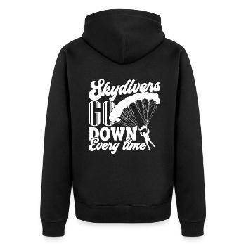 Skydiving Skydivers Go Down Every Time - Unisex Premium Organic Zip Hoodie - black - Back - Nico (187cm)
