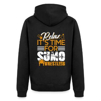 Sumo Relax Time For Sumo Wrestling - Unisex Premium Organic Zip Hoodie - black - Back - Nico (187cm)