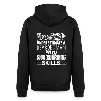 Woodworking Beardedman With Woodworking Skills - Unisex Premium Organic Zip Hoodie - black - Back - Nico (187cm)