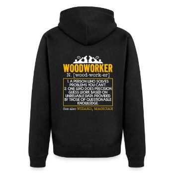Woodworker Woodworker Definition - Unisex Premium Organic Zip Hoodie - black - Back - Nico (187cm)