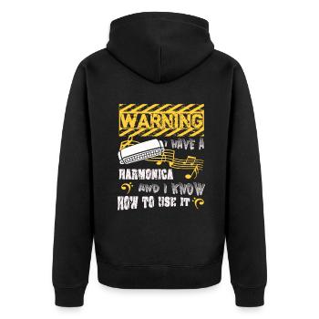 I Have A Harmonica And I Know How To Use It - Unisex Premium Organic Zip Hoodie - black - Back - Nico (187cm)