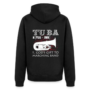 Tuba Definition - Unisex Premium Organic Zip Hoodie - black - Back - Nico (187cm)