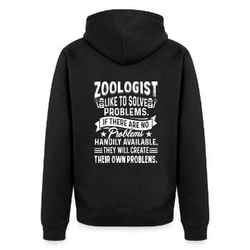 Zoologist Like To Solve Problems - Unisex Premium Organic Zip Hoodie - black - Back - Nico (187cm)