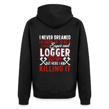 I'd Grow Up To Be A Super Cool Logger - Unisex Premium Organic Zip Hoodie - black - Back - Nico (187cm)
