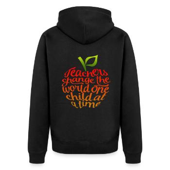 Teachers Change The World One Child At A Time - Unisex Premium Organic Zip Hoodie - black - Back - Nico (187cm)