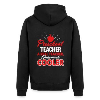 Preschool Teacher A Real Teacher - Unisex Premium Organic Zip Hoodie - black - Back - Nico (187cm)