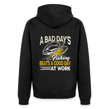 A Bad Day's Fishing Beats A Good Day At Work - Unisex Premium Organic Zip Hoodie - black - Back - Nico (187cm)