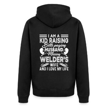 I Am A Welder And I Love My Wife - Unisex Premium Organic Zip Hoodie - black - Back - Nico (187cm)