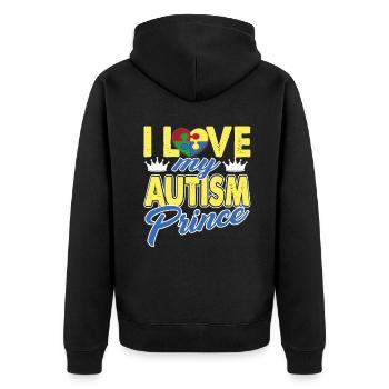 I Love My Autism Prince - Unisex Premium Organic Zip Hoodie - black - Back - Nico (187cm)