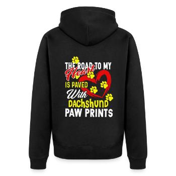 The Road To My Heart Is My Dachshund - Unisex Premium Organic Zip Hoodie - black - Back - Nico (187cm)
