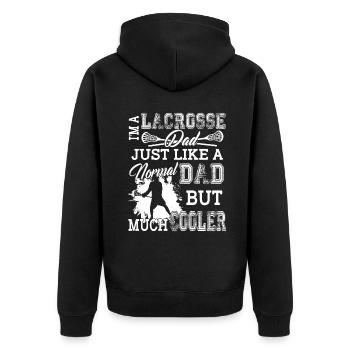 I'm A Cooler Lacrosse Dad - Unisex Premium Organic Zip Hoodie - black - Back - Nico (187cm)