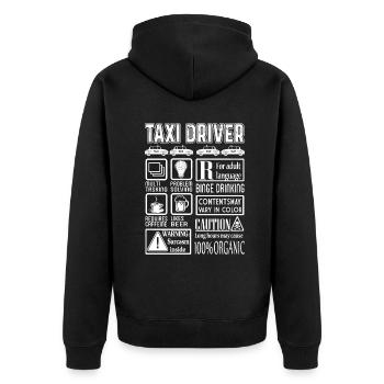 Taxi Driver Caution - Unisex Premium Organic Zip Hoodie - black - Back - Nico (187cm)