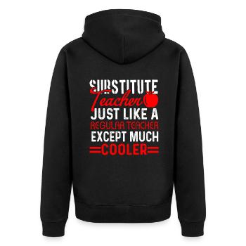 Cooler Substitute Teacher - Unisex Premium Organic Zip Hoodie - black - Back - Nico (187cm)