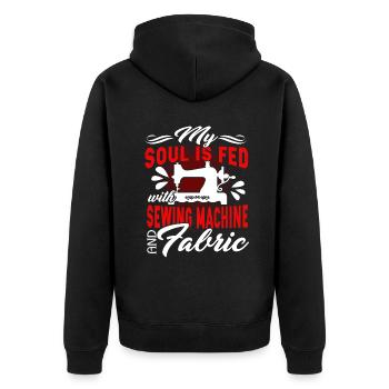 My Soul Is Fed With Sewing Machine And Fabric - Unisex Premium Organic Zip Hoodie - black - Back - Nico (187cm)