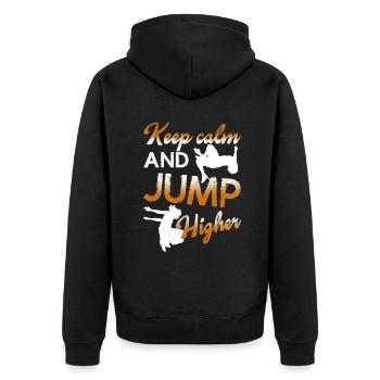 Parkour Keep Calm And Jump Higher - Unisex Premium Organic Zip Hoodie - black - Back - Nico (187cm)