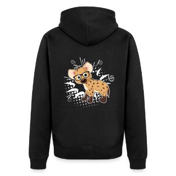 Cute Hyena - Unisex Premium Organic Zip Hoodie - black - Back - Nico (187cm)