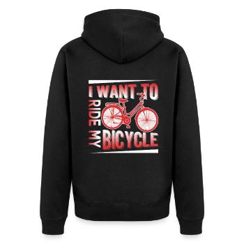 I Want To Ride My Bicycle - Unisex Premium Organic Zip Hoodie - black - Back - Nico (187cm)