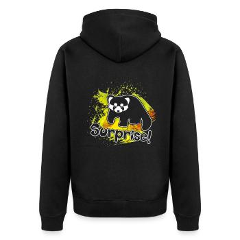 Red Panda Surprise - Unisex Premium Organic Zip Hoodie - black - Back - Nico (187cm)