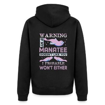 Manatee Doesn't Like You - Unisex Premium Organic Zip Hoodie - black - Back - Nico (187cm)