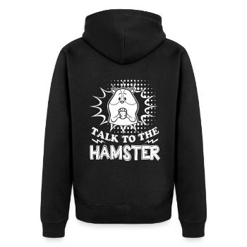 Talk To The Hamster - Unisex Premium Organic Zip Hoodie - black - Back - Nico (187cm)