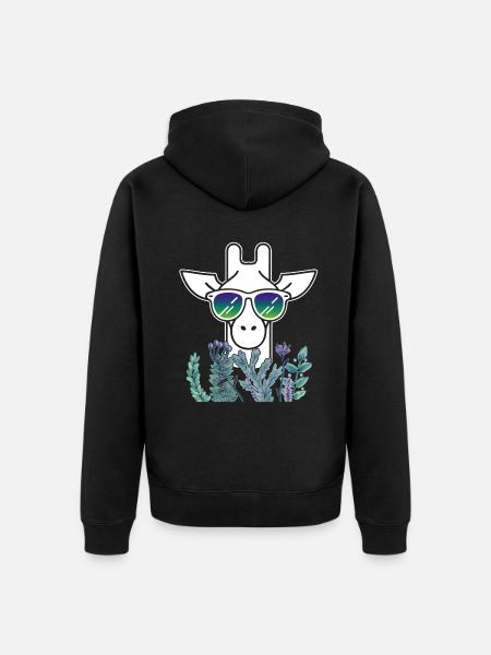 Funny Giraffe Face - Unisex Premium Organic Zip Hoodie - black