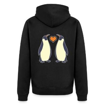 Emperor Penguin With Heart - Unisex Premium Organic Zip Hoodie - black - Back - Nico (187cm)