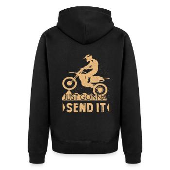 Dirt Bike Just Gonna Send It - Unisex Premium Organic Zip Hoodie - black - Back - Nico (187cm)
