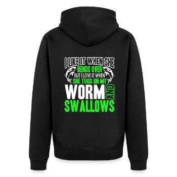 Fishing I Like It When She Bends Over - Unisex Premium Organic Zip Hoodie - black - Back - Nico (187cm)