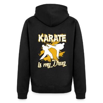 Karate Is My Drug - Unisex Premium Organic Zip Hoodie - black - Back - Nico (187cm)