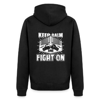 Kickboxing Keep Calm And Fight On - Unisex Premium Organic Zip Hoodie - black - Back - Nico (187cm)