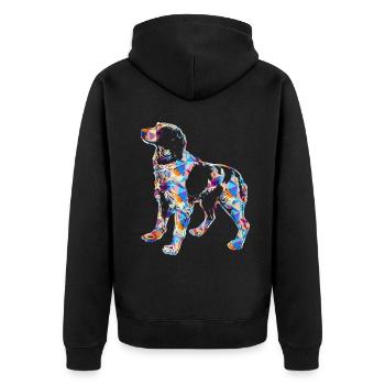 Brittany Spaniel Geometric - Unisex Premium Organic Zip Hoodie - black - Back - Nico (187cm)