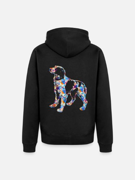 Brittany Spaniel Geometric - Unisex Premium Organic Zip Hoodie - black