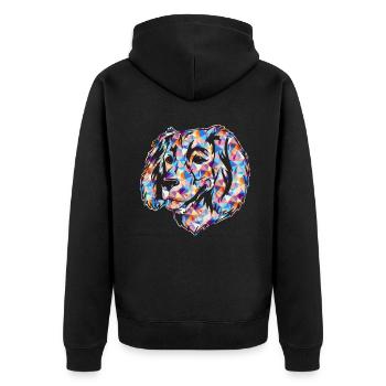 Boykin Spaniel Dog Geometric - Unisex Premium Organic Zip Hoodie - black - Back - Nico (187cm)