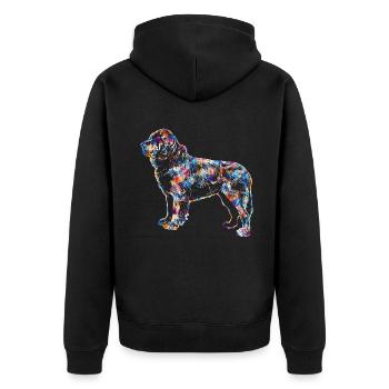 Newfoundland Dog Geometric - Unisex Premium Organic Zip Hoodie - black - Back - Nico (187cm)
